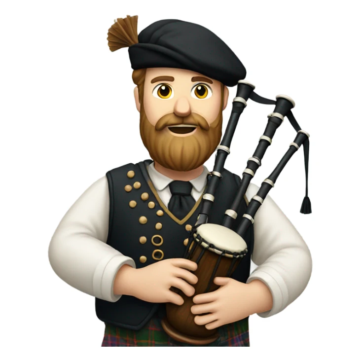 portrait of a bearded man playing the bagpipes sticker