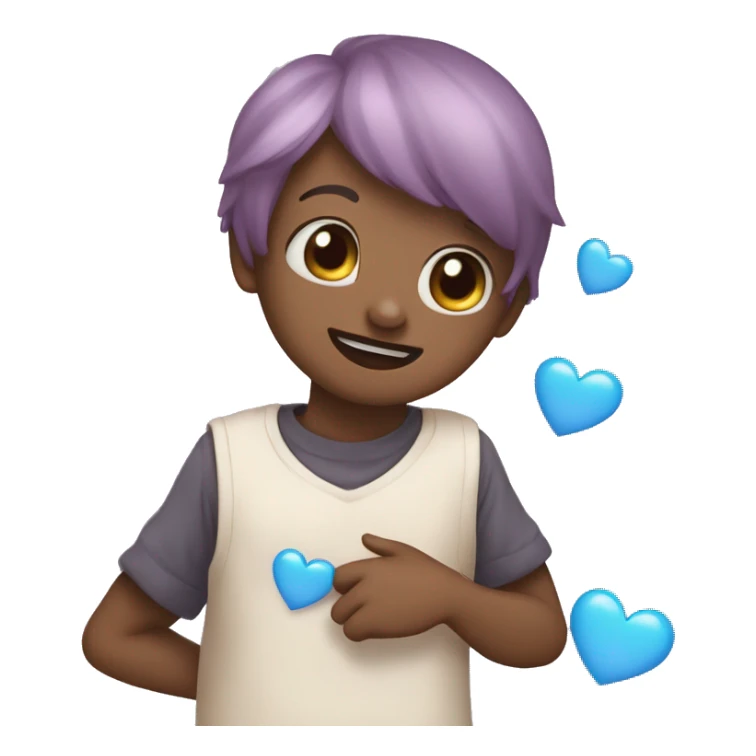 Cute face emoji with a blue heart comung frok mouth sticker
