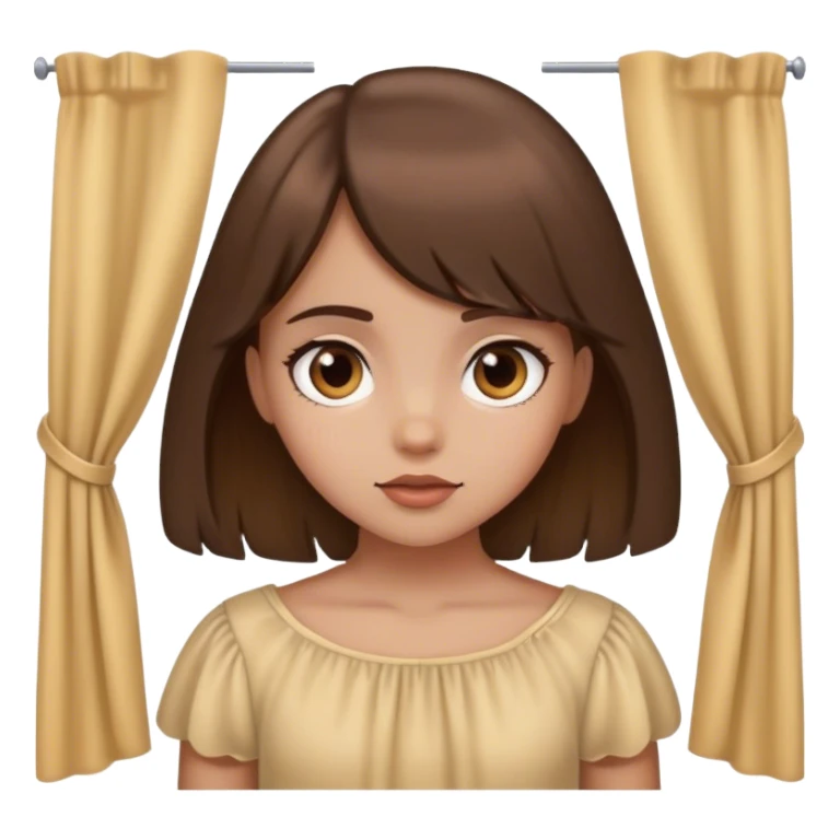 girl with a curtain bang brown hair sticker