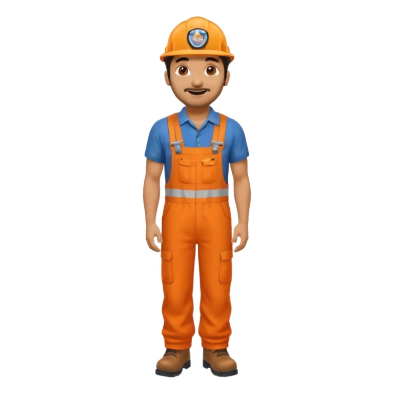 Indian male railway engineer orange overalls, boots  sticker