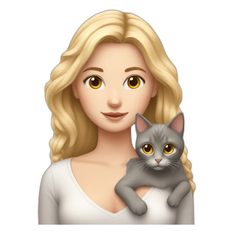 white girl with nice hair holding two cats sticker