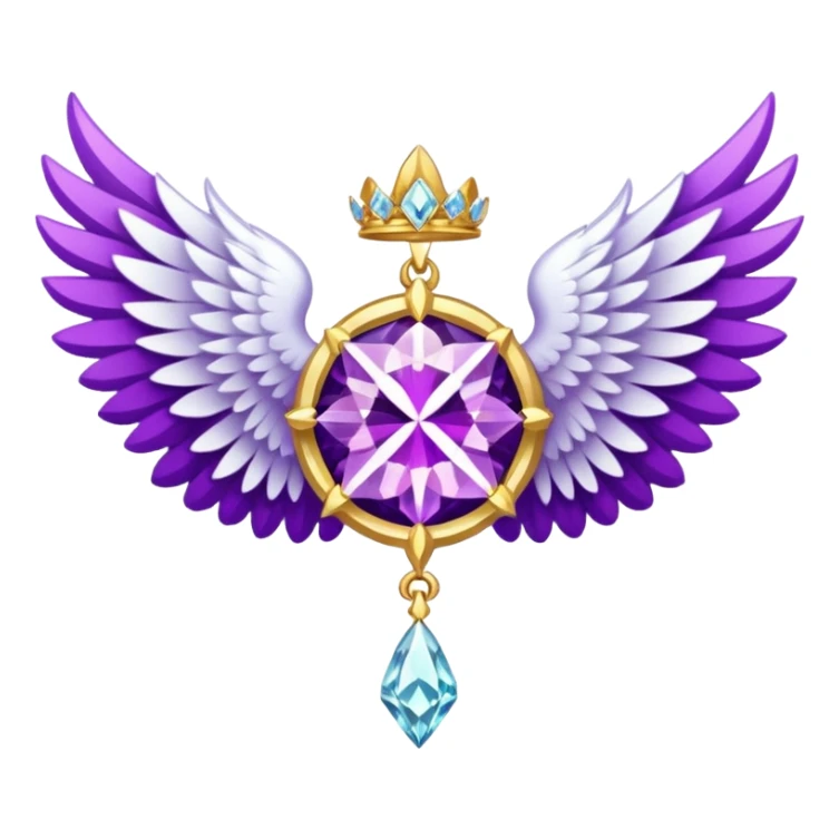 holy diamond emblem with white wings and purple diamond in the middle sticker