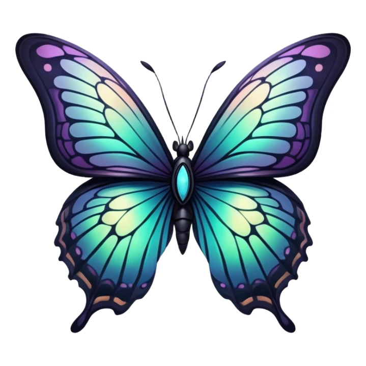 Dark, glowing, bio-luminescent butterfly sticker