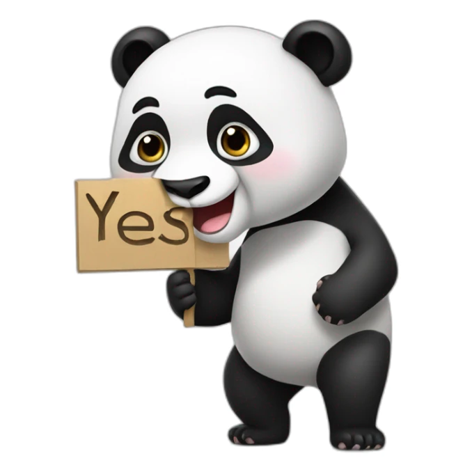 Panda holding a sign that says YES sticker