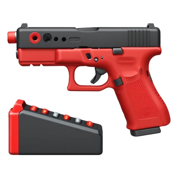a red glock 20 with a drum mag inside of it with a red flag like people wear in real life with a incognito switch in the back plate sticker