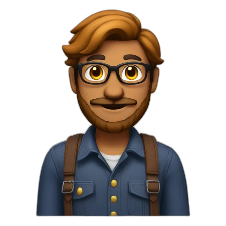mario with glasses and beard, indian skin tone sticker