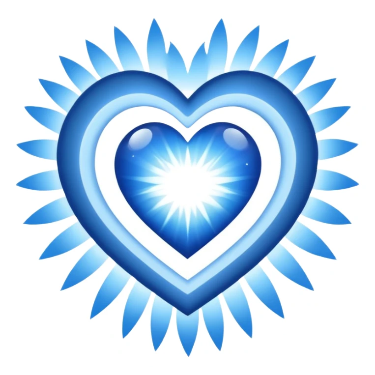 white blue heart radiating white light surrounded by a cosmic heart sticker