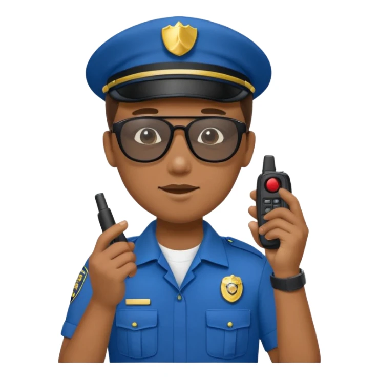 school security, blue cloth, sun glasses, holding walkie-talkie sticker