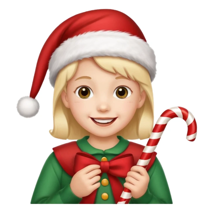 Chiklder with candy canes celebrating Christmas sticker