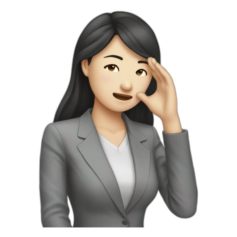 female asian CEO of an IT company facepalm sticker