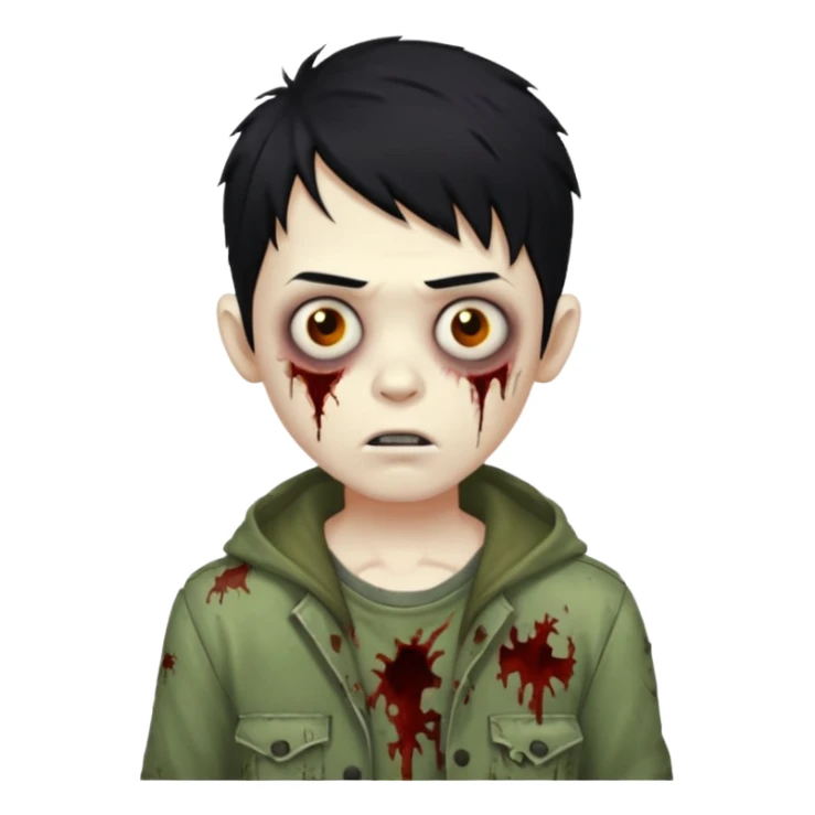 boy zombie with black hair sticker