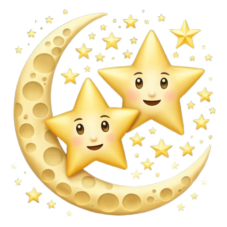 Moon and a golden star sticker