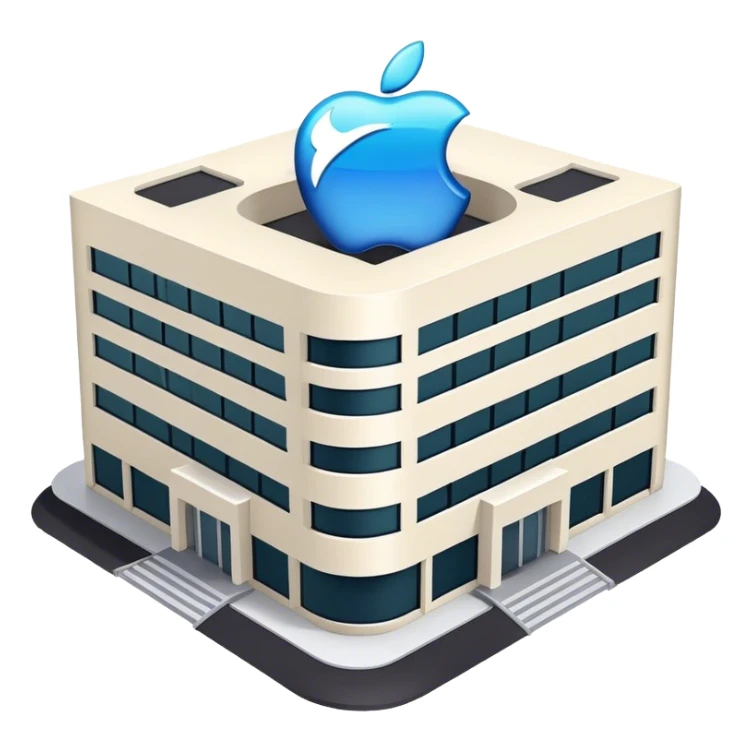 apple brand company building. looks realistic sticker