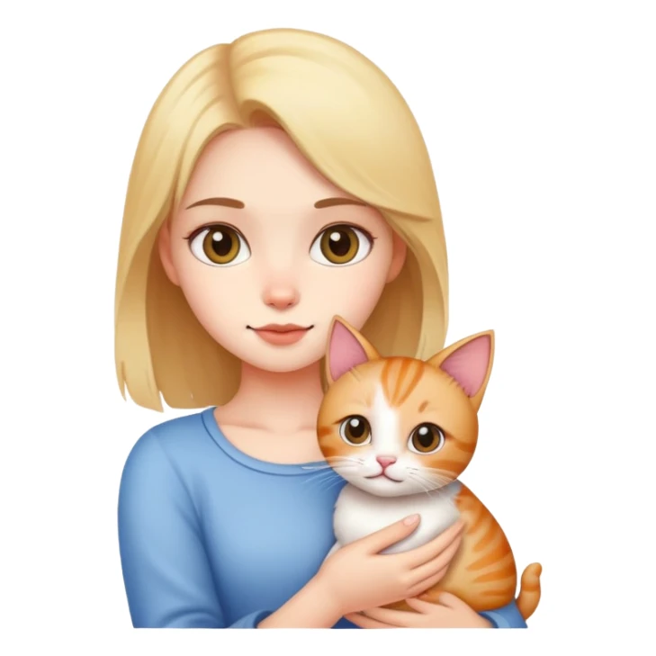 Cute girl holding a cat sticker