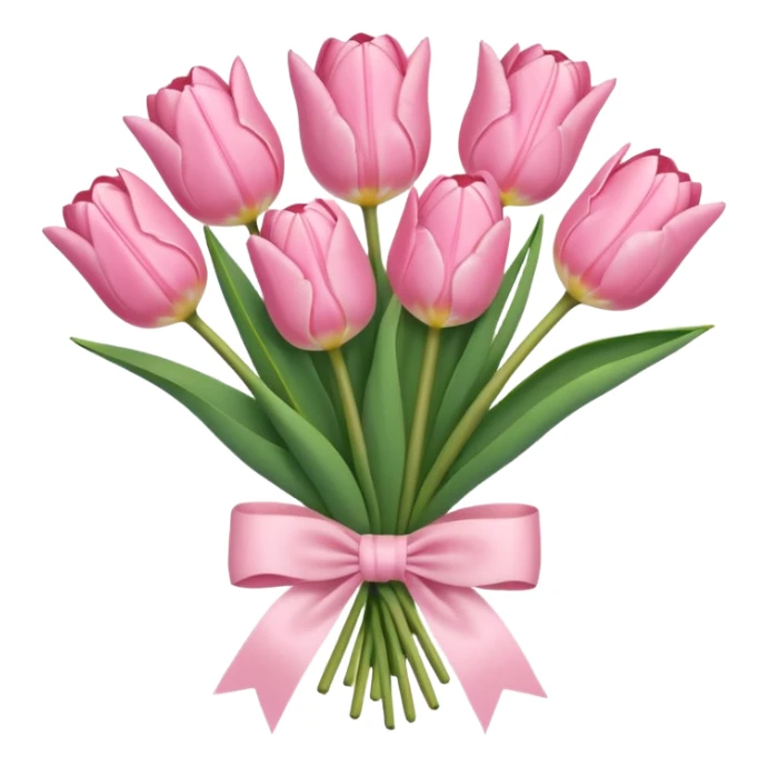 light pink tulip bouquet with light pink bow sticker