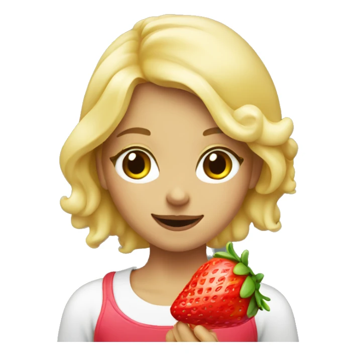 A blonde girl eating gummy strawberries  sticker