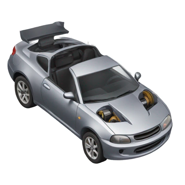 repair of a sport car with an open hood sticker