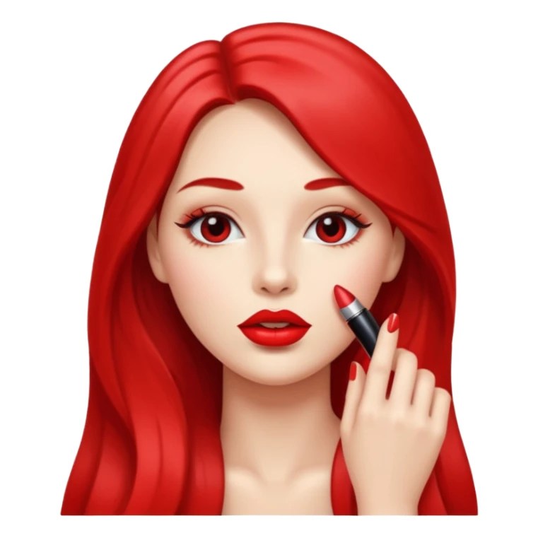 long haired woman putting liptstick sticker
