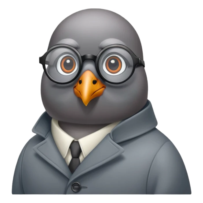 Pigeon with glasses and coat looking like a spy sticker