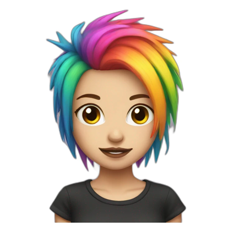 Rainbow hair punk girl sticker