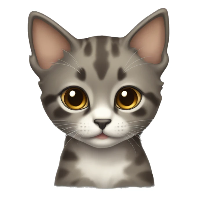 A cute medium fur kitten who is a diluted tortie, grey with cream left cheek and cream spot above eye and one on the forehead sticker