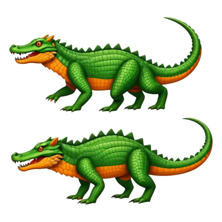 Crocodile-Bobcat-Fakémon-hybrid-creature with a long muzzle, full body sticker