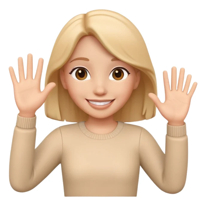 generate realistic detailed girl waving hi 3d style  sticker