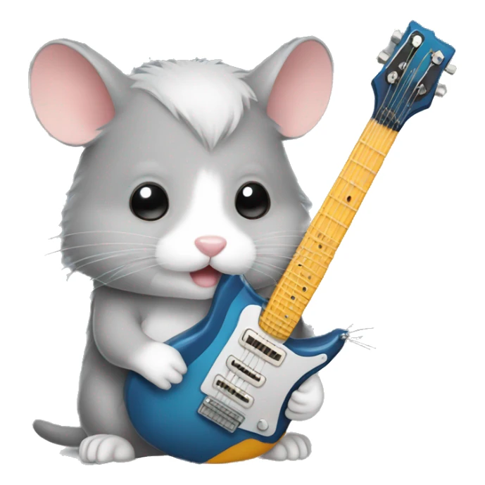 Grey hamster with electric guitar djungarian rocker sticker