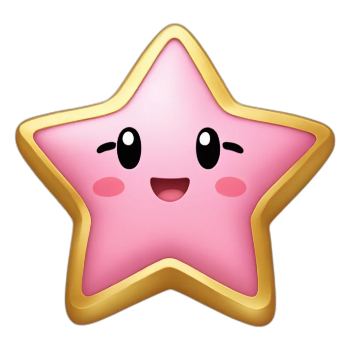 cute happy Kirby holding a golden star sticker