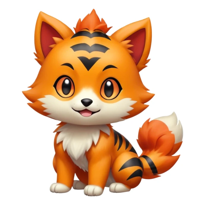 Shiny Cute Adorable Litten-Littleo-Growlithe-Hybrid-Creature with pattern-markings sticker