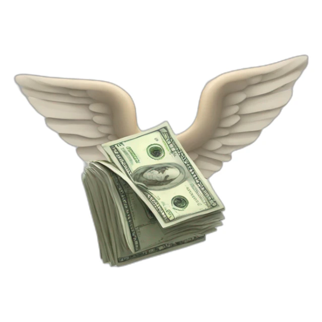 A wad of bills with wings sticker