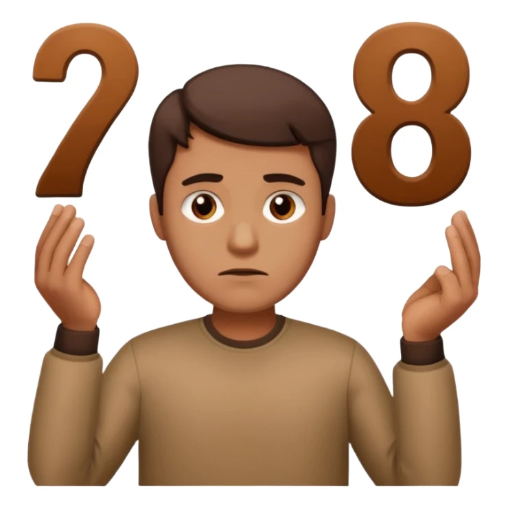 man frowning holding up numbers 6 and 7 sticker