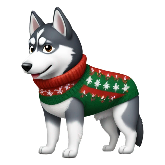 Realistic Husky in christmas Sweater  sticker