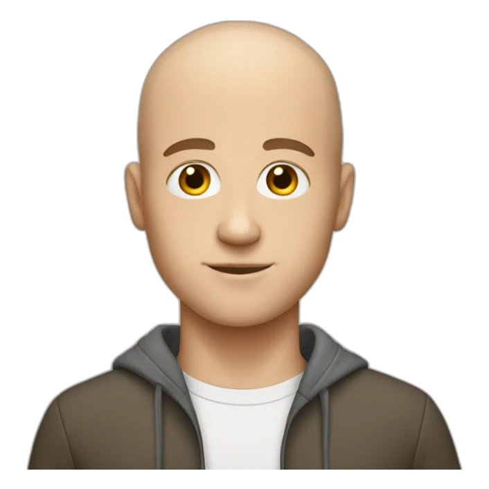 a white male student with ALMOST bald short brown hair  sticker