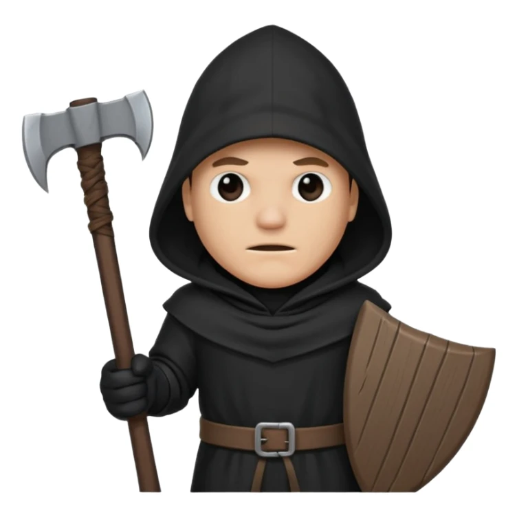 an executioner with a black hood/ sheet on his face so we can't see his face and a big axe in his hand sticker