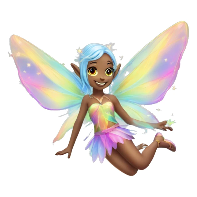 Iridescent fairy flying twinkle rainbow neon sticker