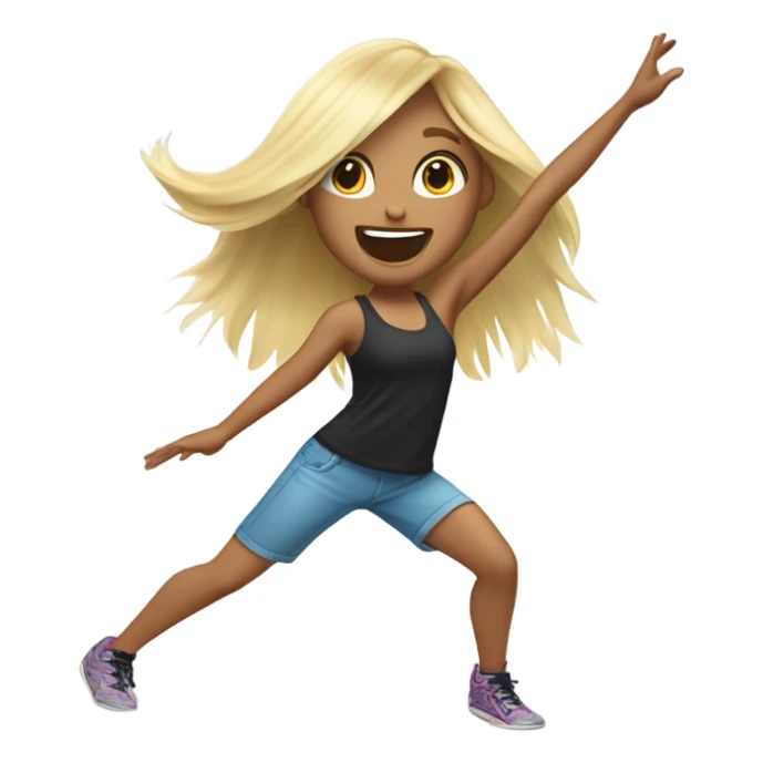 Blond Girl with long straight hair dancing Zumba sticker