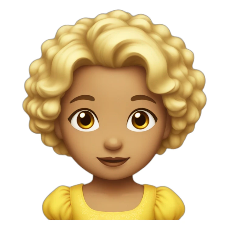 2 year old princess with yellow fluffy dress and brown eyes sticker
