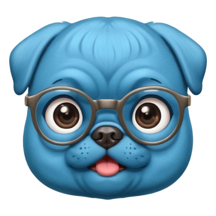 long blue haired baby pug wearing glassess sticker