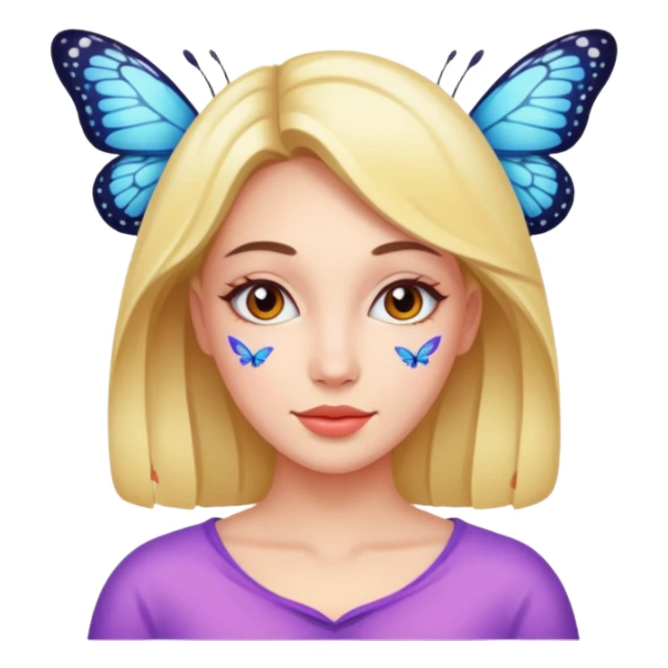 Woman wearing a butterfly sticker