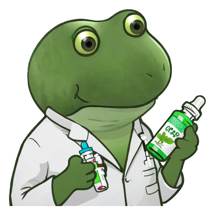 doctor holding a bottle of green and white medicine capsules sticker