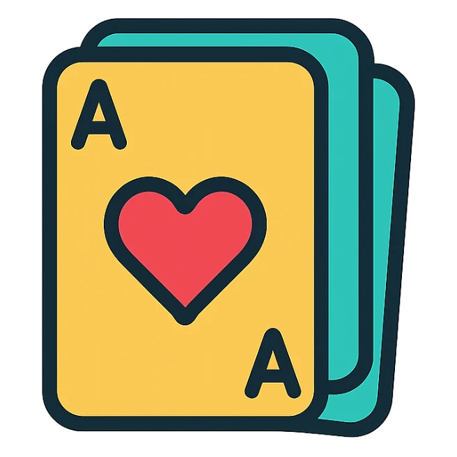 deck of cards, stylized vector icon, minimal color, flat design sticker