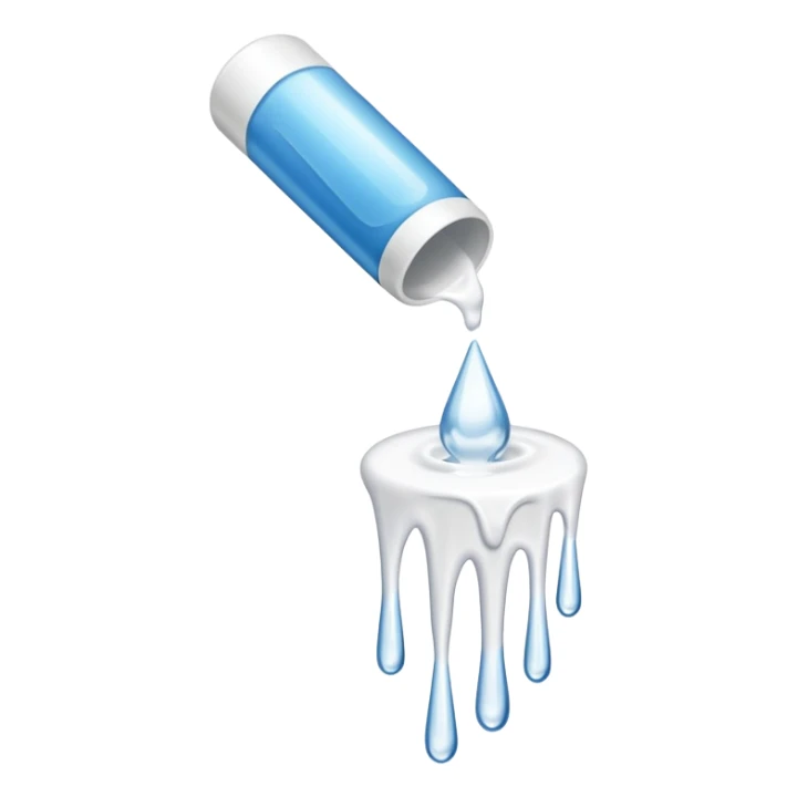 individual white glue white drops falling and dripping down out of a tube, all white sticker