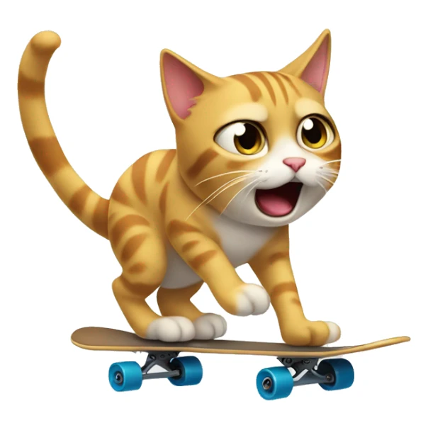 confused skating cat having no idea wtf is going on sticker