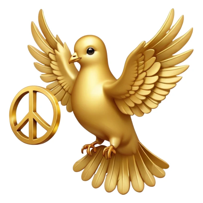 golden dove, shiny gold feathers, peace symbol bird sticker