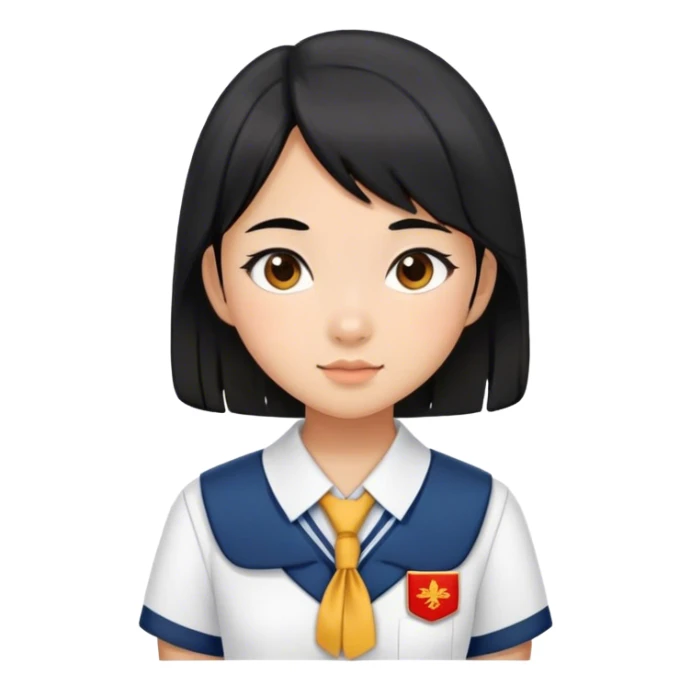 Black hair Chinese girl in school uniform sticker