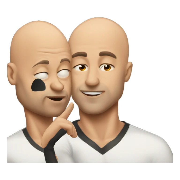 Muscular bald man blowing a kiss to another man sticker