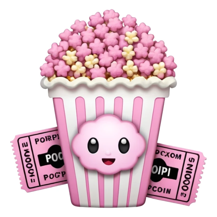 pink popcorn with cinema tickets sticker