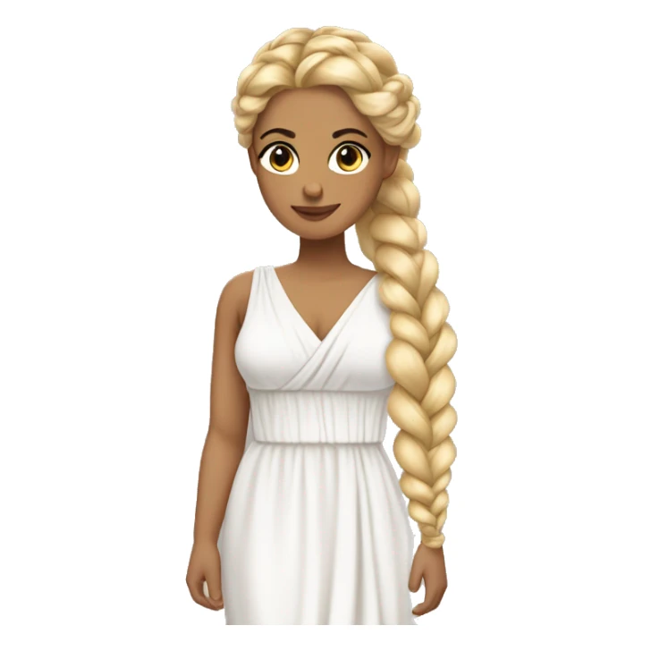 Greek goddess blonde braid white dress sticker