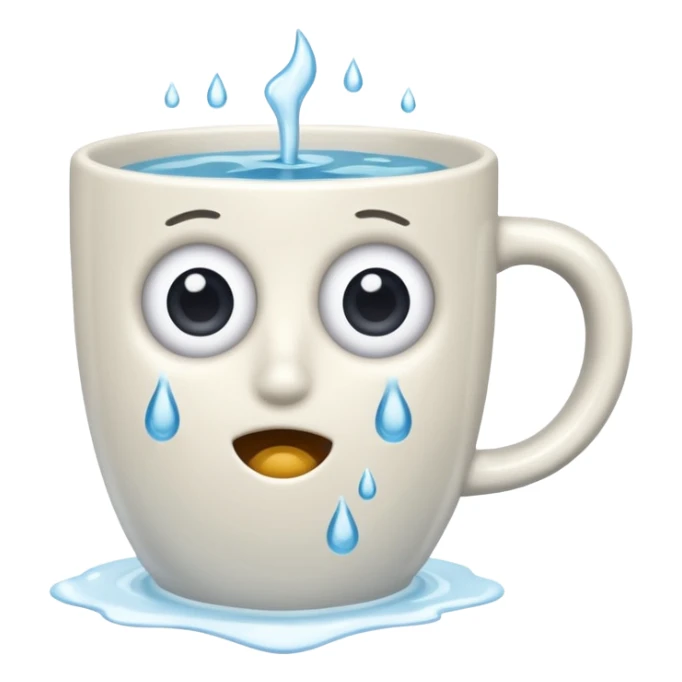 crying cup emoji, cup with watery eyes sticker